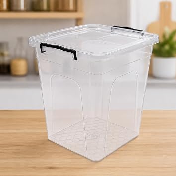 Derin Erzak Saklama Kabı Kapaklı, Kilitli Klipsli Saklama Kutusu, BPA Free, Çok Amaçlı Kiler, Mutfak ve Ev Düzenleme Kutusu, Şeffaf Plastik Organizer, 10 Litre