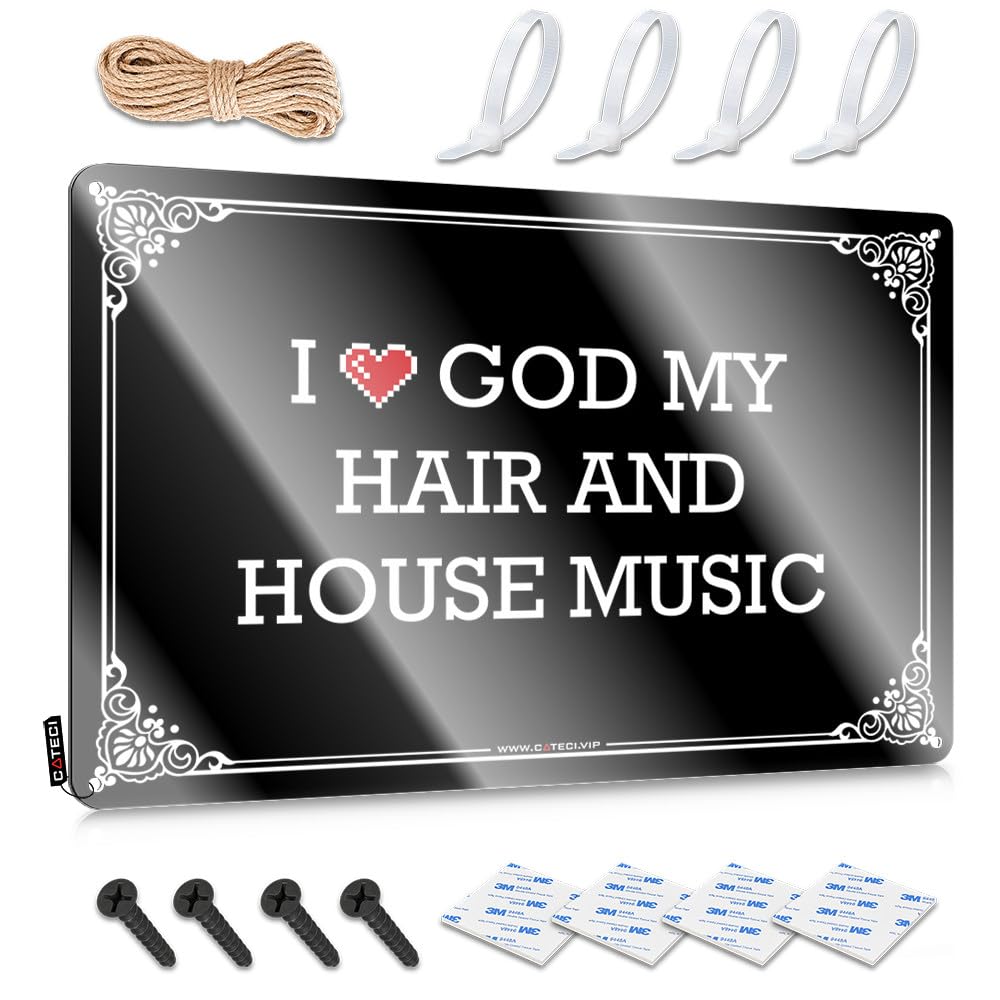 Fzfn Boys Colour Bedroom Decorations Bedroom Art - I Love God My Hair & House Music Haves Rustic Wall Hanging(30X40cm)