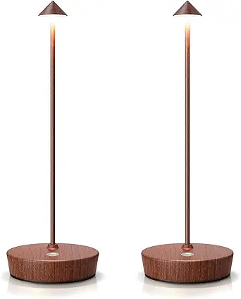 SAKRINGT 2 Pack Cordless Table Lamps Rechargeable, 6000mAh Battery Operated Waterproof Stepless Dimming Modern Portable LED Table Light for Restaurant Dining Patio Outdoor
