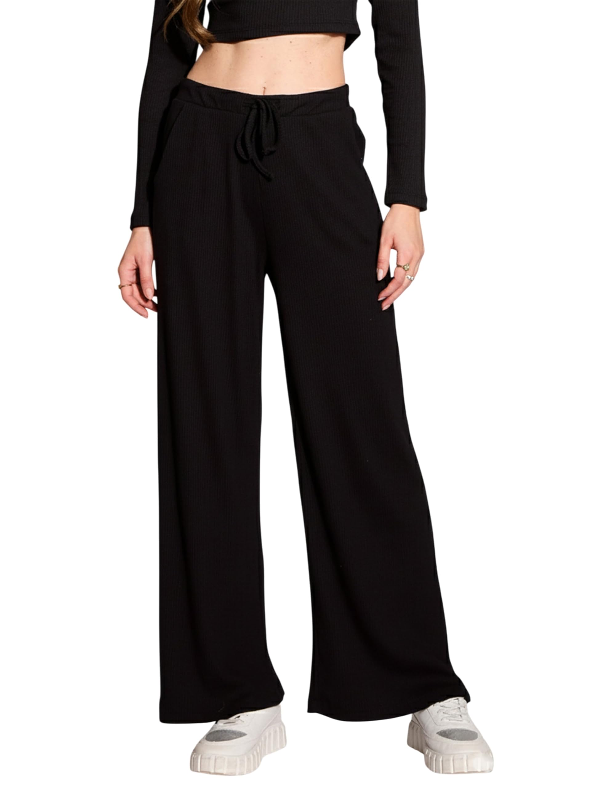sassafras Women Rib Drawstring Pants-picture-22