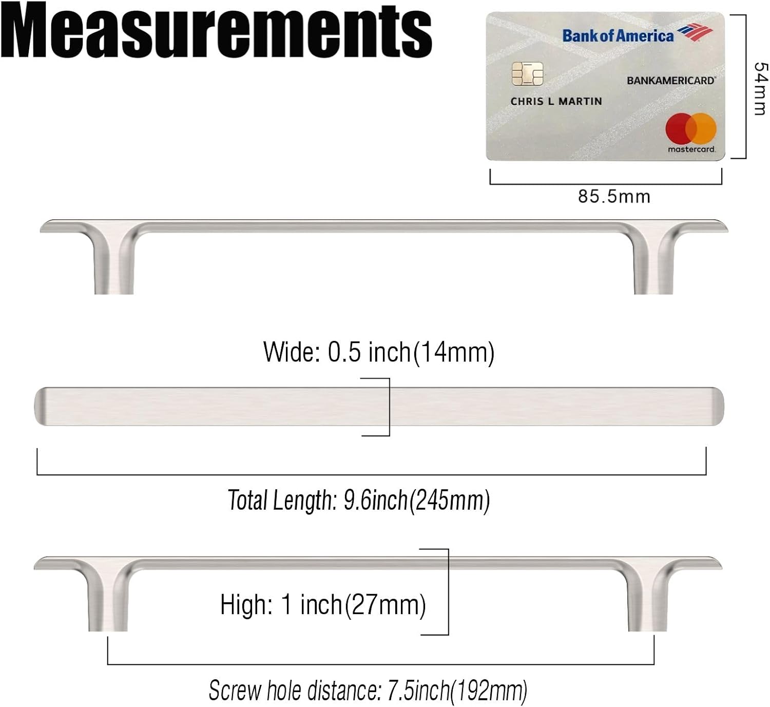 10 Pack Brushed Satin Nickel 7-1/2 Inch(192mm) Hole Center Kitchen Cabinet Handles Cabinet Pulls Kitchen Drawer Pulls Hardware Dresser Handles Bathroom