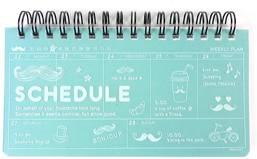 Pinkfoot Bonjour Weekly Planner Scheduler Organizer (MINT)