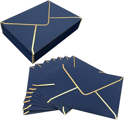 50 PCS Invitation Envelopes, 5x7 Envelopes for Invitations Blue Envelopes for 5x7 Cards A7 Luxury Envelopes Mailing Envelopes for Wedding, Graduation
