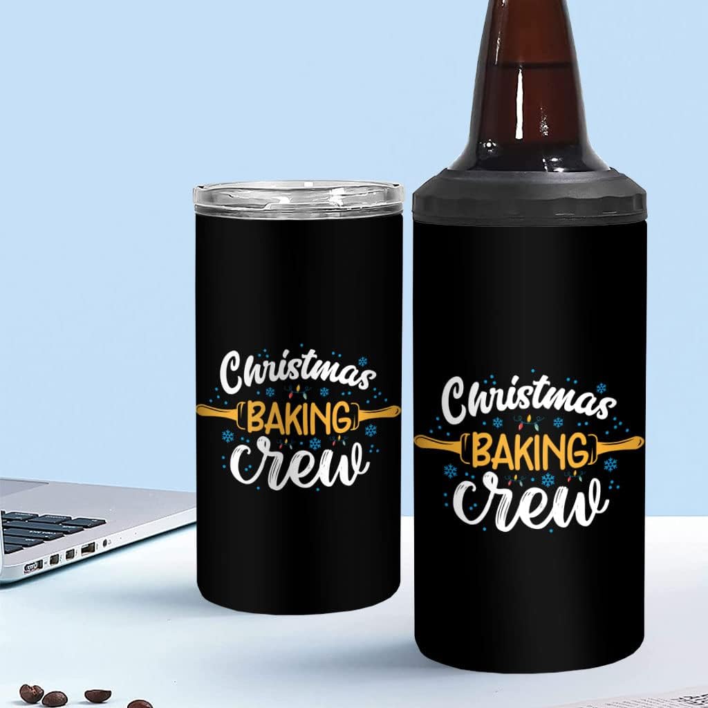 Christmas Baking Crew Insulated Slim Can Cooler - Best Quote Can Cooler - Cool Design Insulated Slim Can Cooler