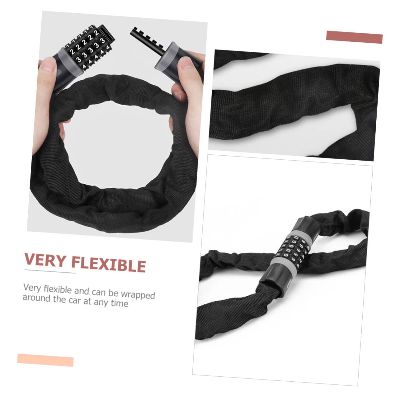 Lucchetto Bici a Catena Codice in Acciaio al Carbonio | Casco e Bagagli da Viaggio, Uso Multiuso, Accessorio Robusto per Spostamenti