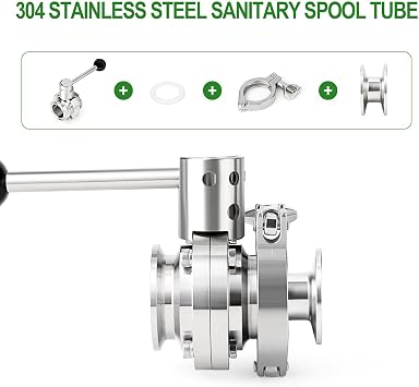 TAISHER 1PCS 304 Stainless Steel 1.5 Tri Clamp 50.5MM Ferrule Flange Sanitary Spool Tube Seamless Round Tubing with 2PCS Washers (1 Length/25MM)