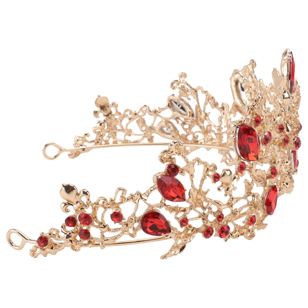 Barock Couronne de mariée vintage avec strass en cristal rétro pour femme mariée (rouge et doré)