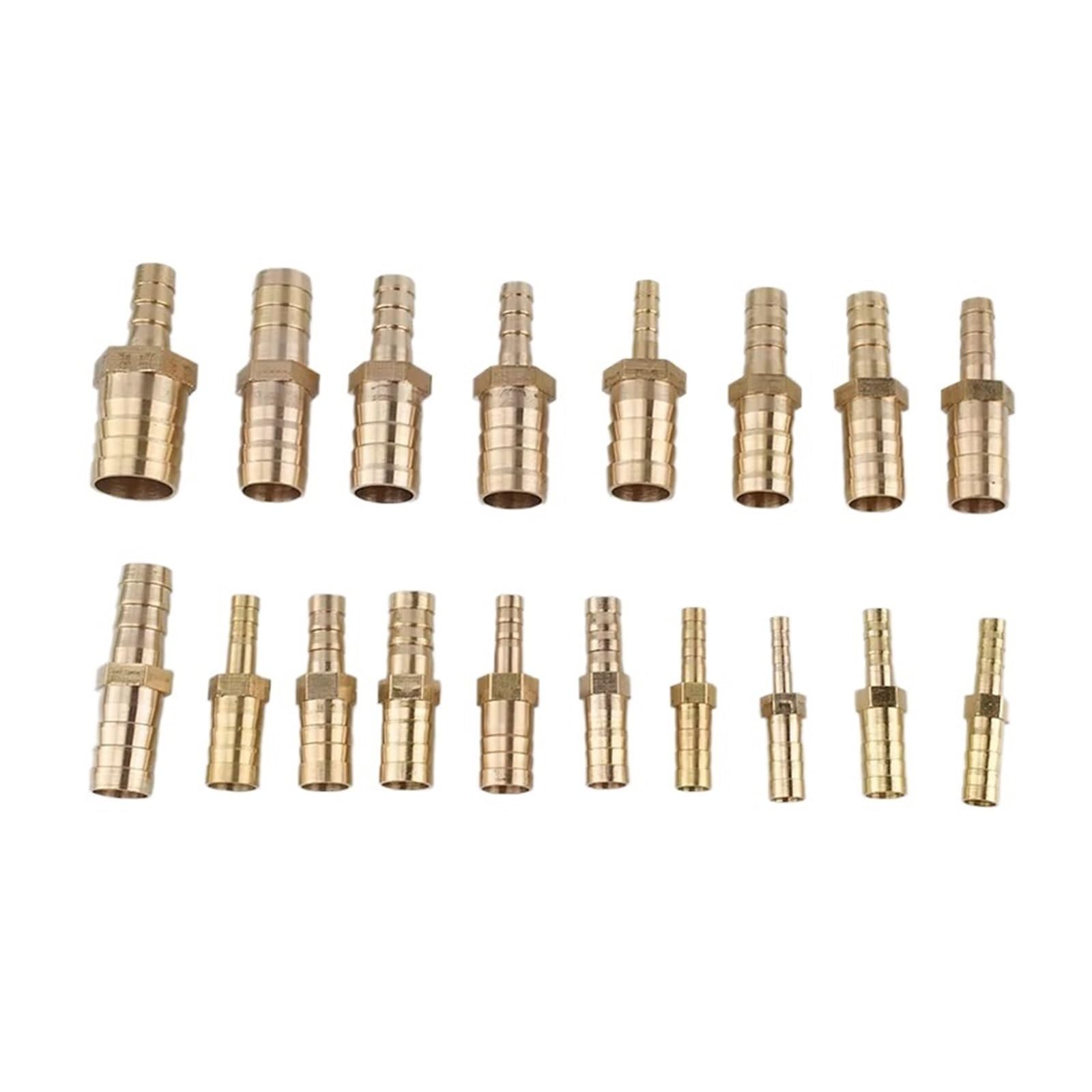 Paquete de 2 conectores reductores manguera rectos latón vías, varios tamaños (púas 6 mm a 8 mm)(12mm-19mm Barb)