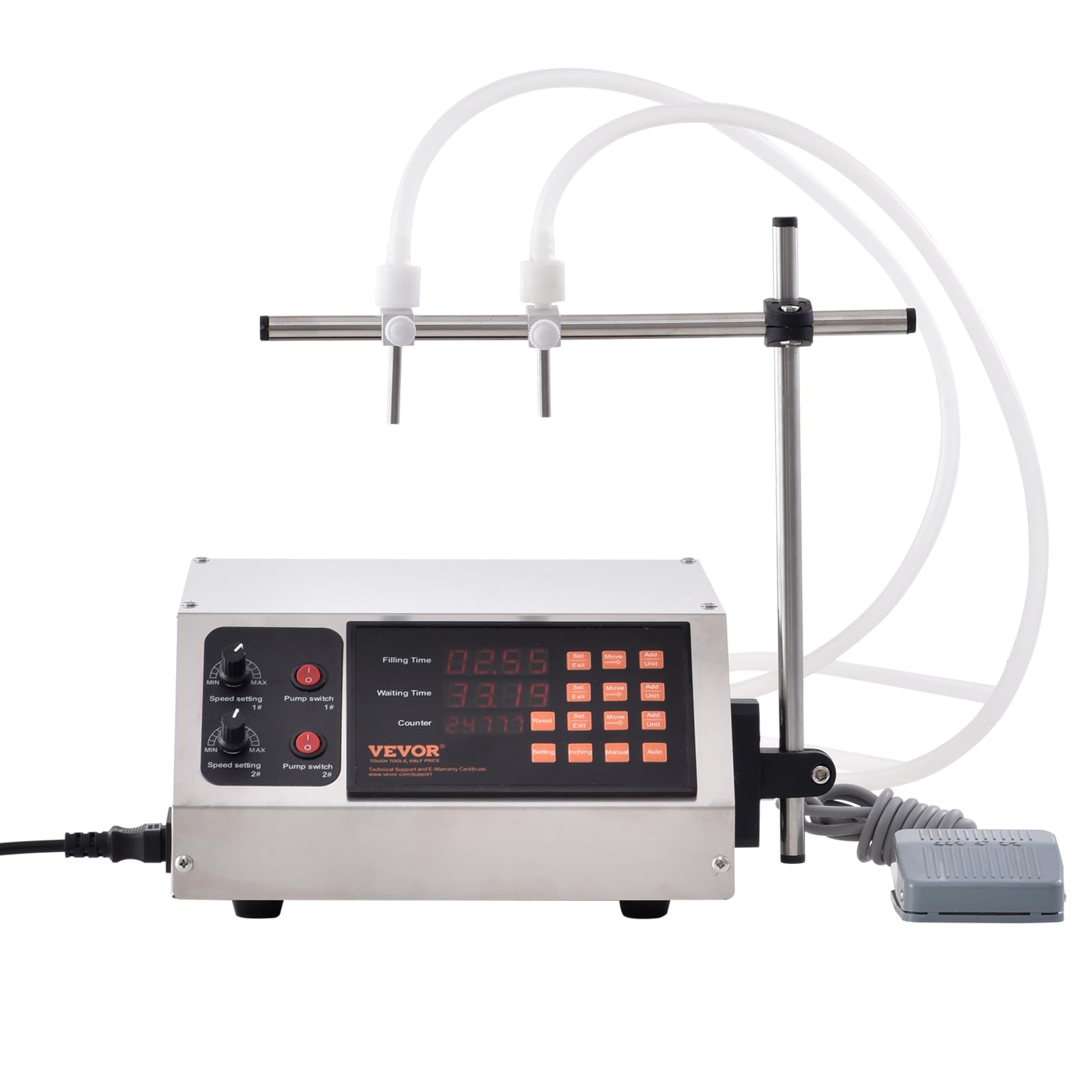 VEVOR Riempitrice Doppio ugello con canali di riempimento indipendenti riempitrice di liquidi riempitrice per Bottiglie da 3,7 L/min riempitrice per Pasta 34 x 26 x 14 cm