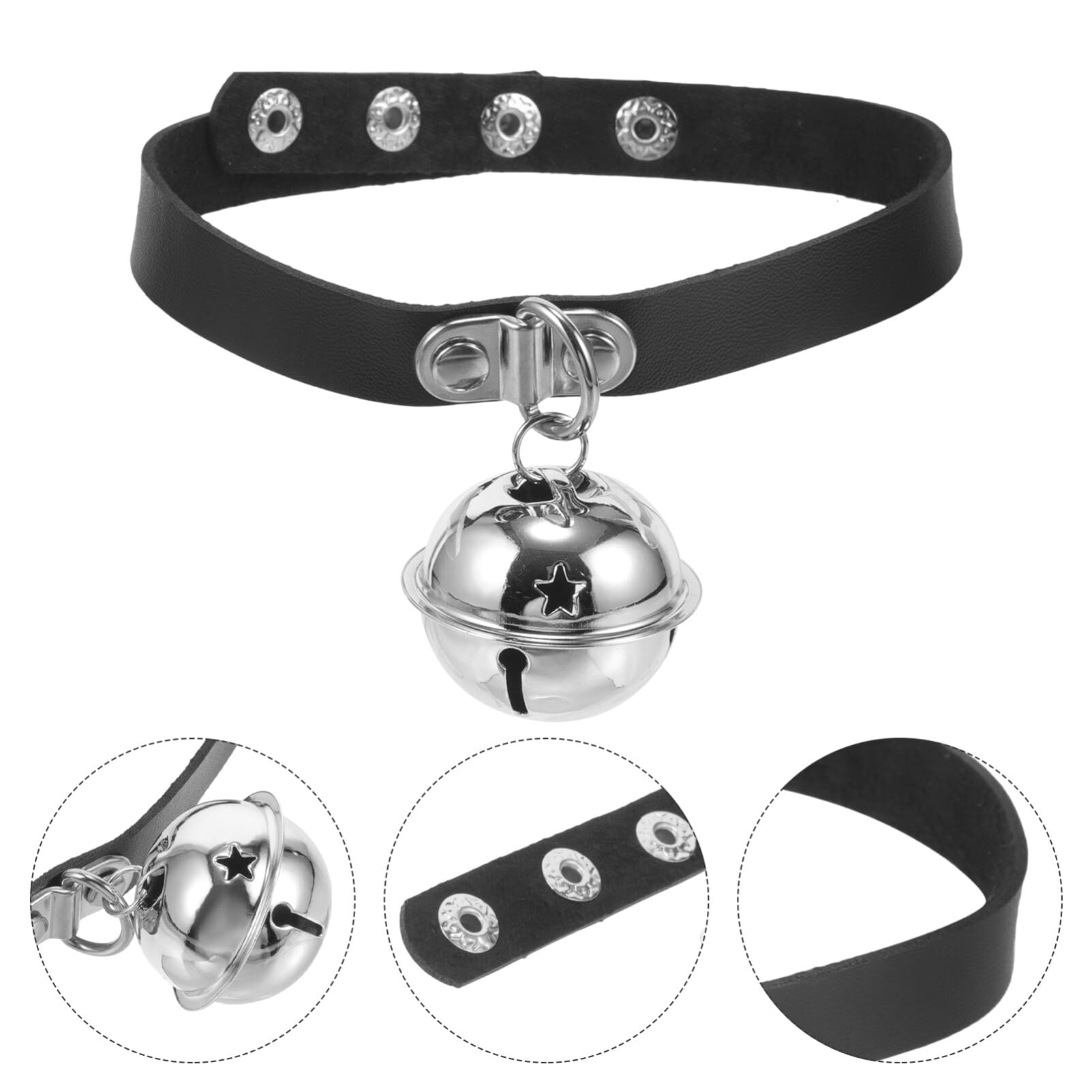 Housoutil Collier Ajustable pour Chien avec Cloche Collier PU Cuir pour Animaux De Compagnie Accessoire Confortable pour Chiens Et Chats