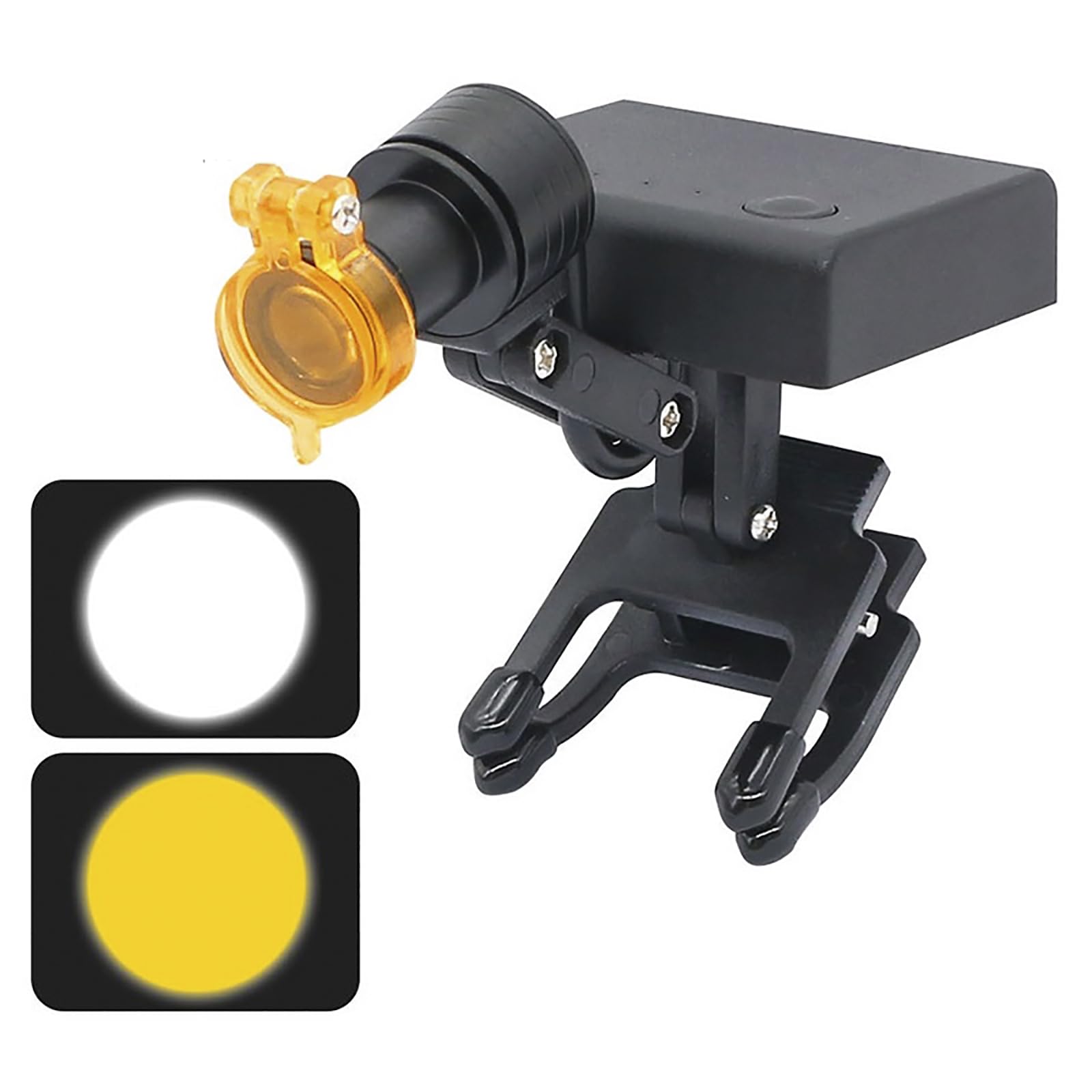 KEhtu Luce Odontoiatrica a LED, Faro a Clip Wireless da 5 W con Filtro Giallo, Regolazione della Luminosità a 4 Livelli, può Essere Utilizzato per Occhiali Personali, Strumenti per La Cura Orale