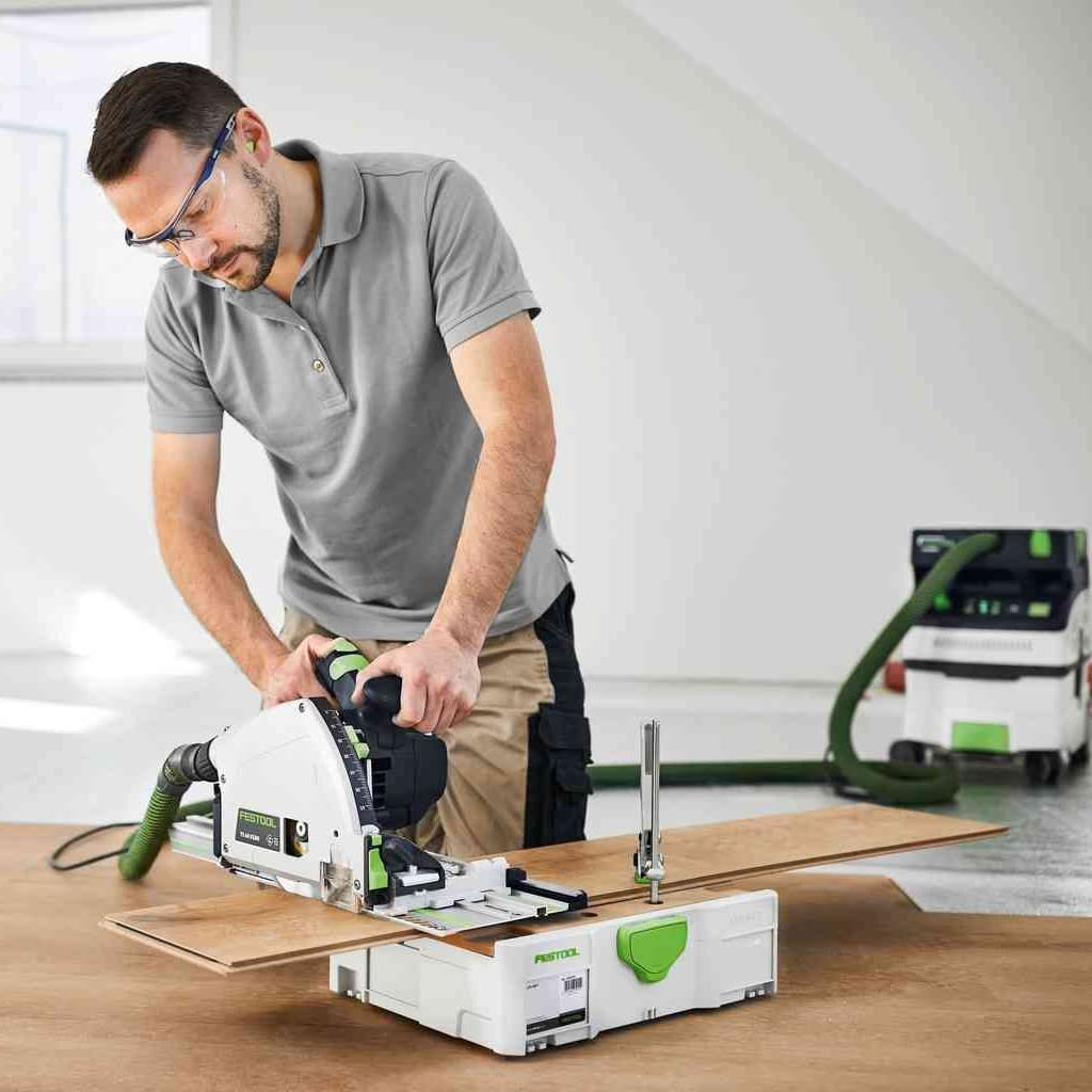 Festool Sierra de inmersión TS 60 KEBQ-Plus-FS con riel guía | Sierra circular de mano en el set – incluye 2 rieles guía, hoja de sierra circular, abrazaderas de tornillo y Systainer