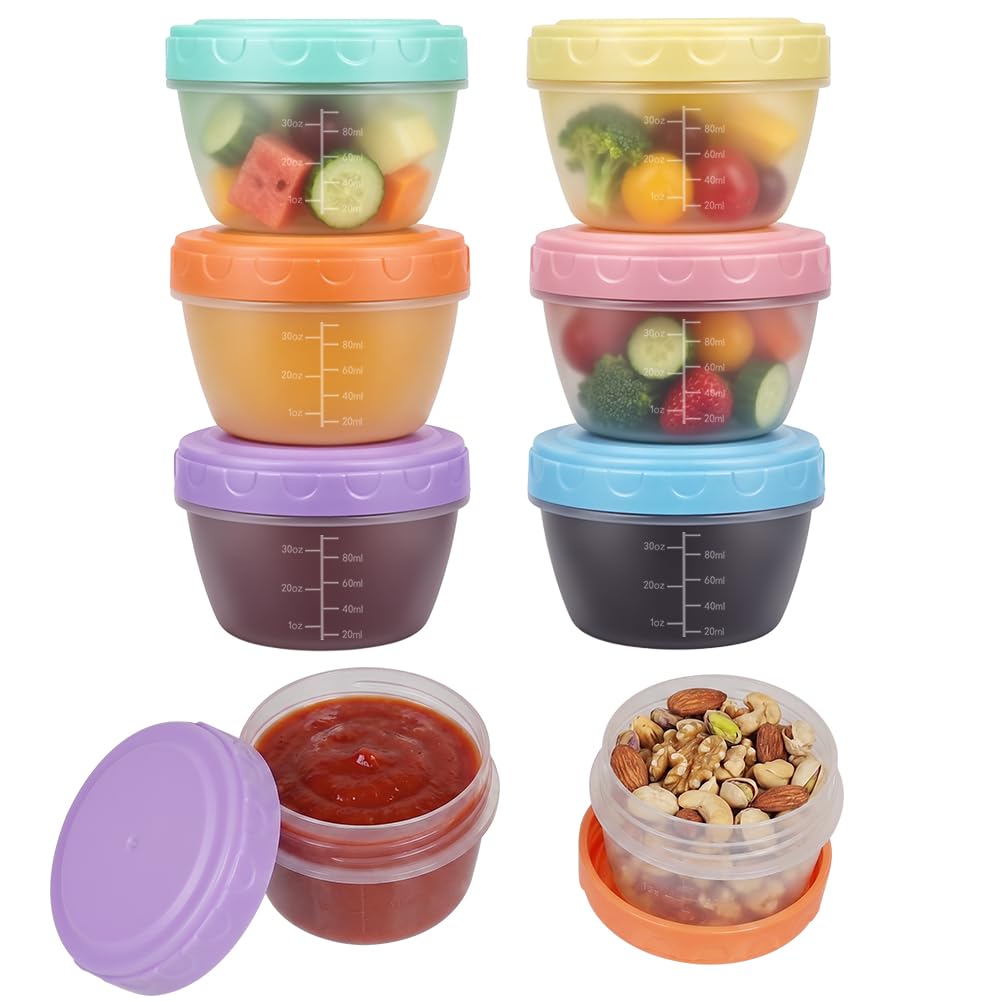 NUTKIT 6PCS Small Food Containers with Lids,120ml Reusable Small Sauce Pots