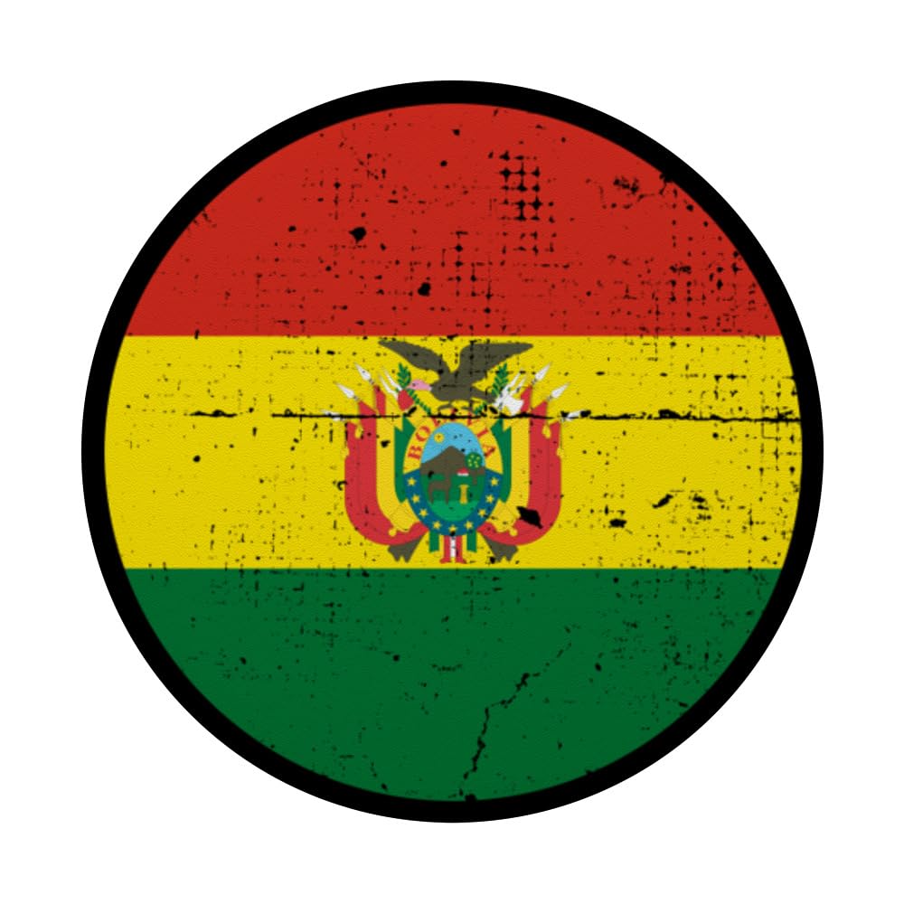 Bolivia Vintage Flag Proud Bolivian PopSockets Swappable PopGrip, Black - Image 3