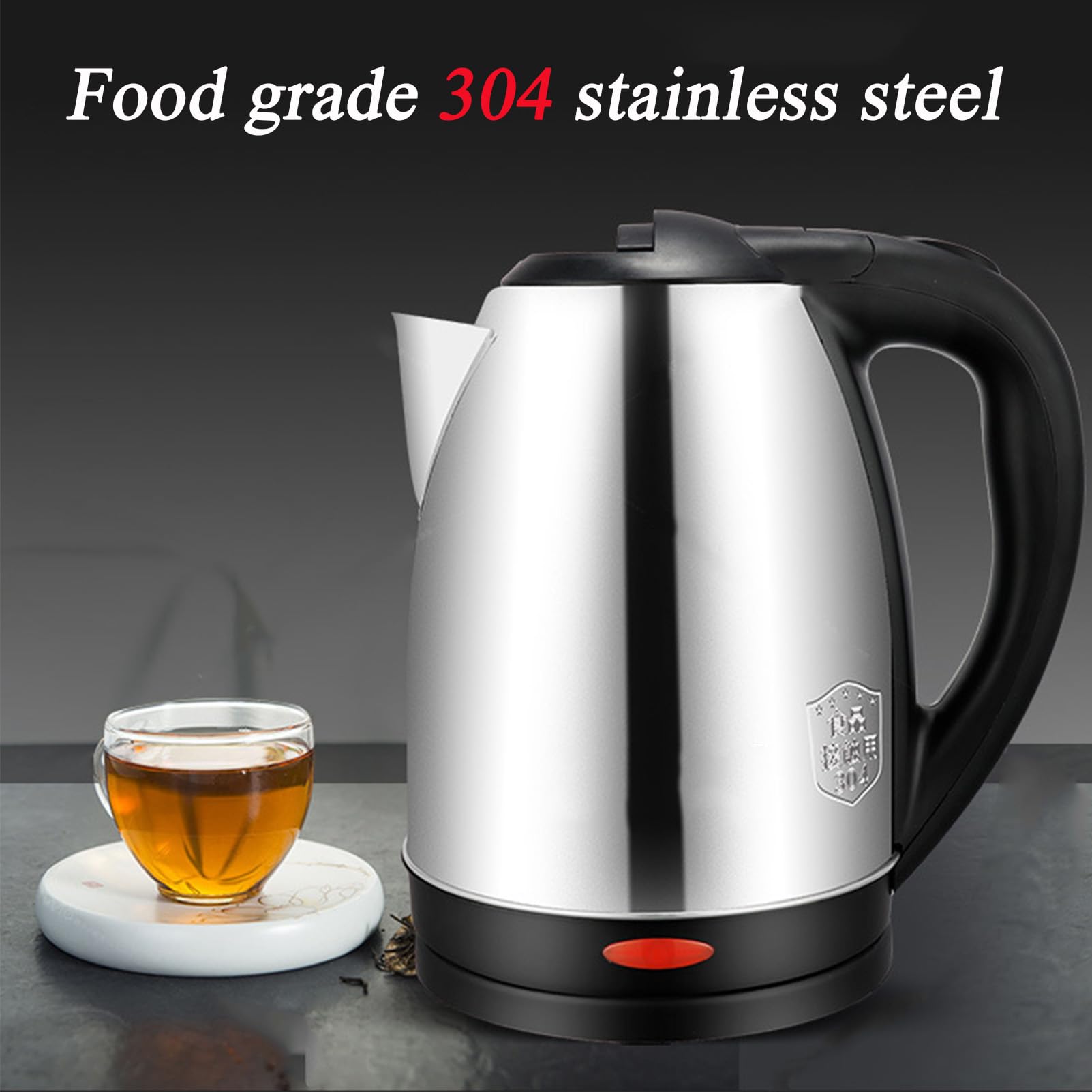 Hervidor eléctrico de 2 l, acero inoxidable 304, de ebullición rápida (1500 W, filtro antical lavable, botón para abrir la tapa, pico vertedor perfecto), plateado, talla única.