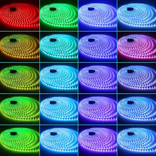 Image of 2X10M 60 LED /M 5050 RGB SMD Non-Waterproof Color Changing Led Strips Light Kit +44 Key IR Remote+24V AC Power Supply for Home Lighting and Kitchen Decorative