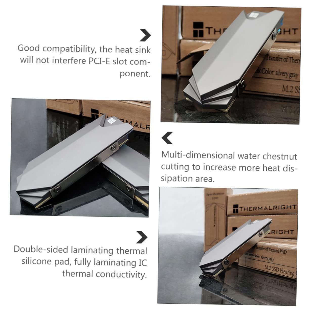 VILLCASE M Ssd Heat Sink Aluminum Cooling Fin Anti-Slip Heat-transmitting Pad Included Computer Accessory