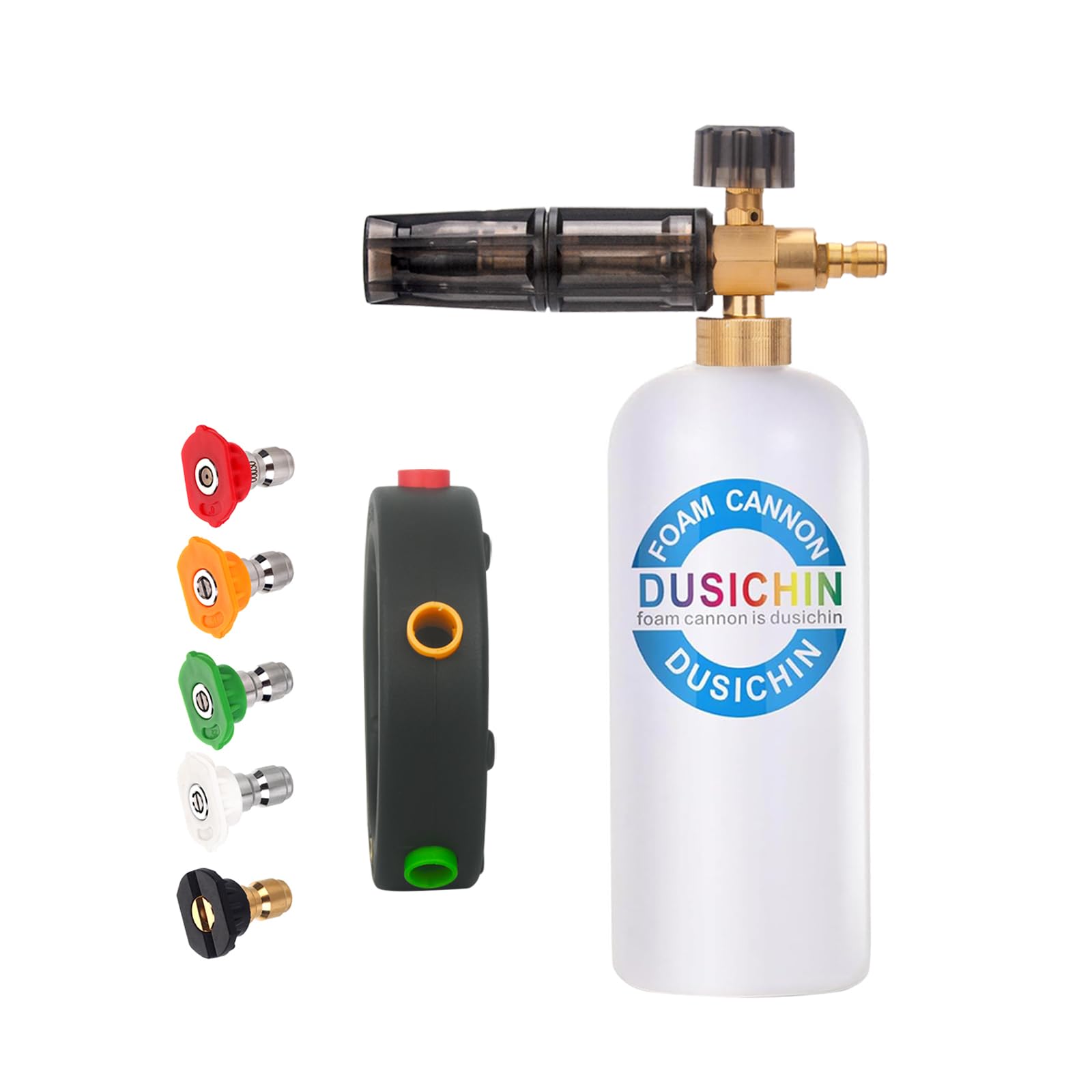 DUSICHIN SFL-001 Foam Cannon Snow Foam Lance Pressure Washer Jet Wash Quick Release Adjustable Nozzle 1/4 Inch Male Fitting Foam Dispenser