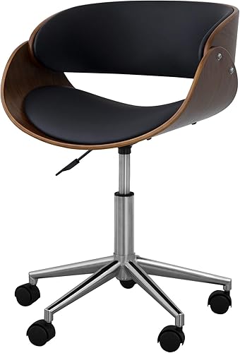 Versanora - Silla ergonómica moderna curvada de piel sintética, ajustable, giratoria, para oficina en casa, color negro y marrón