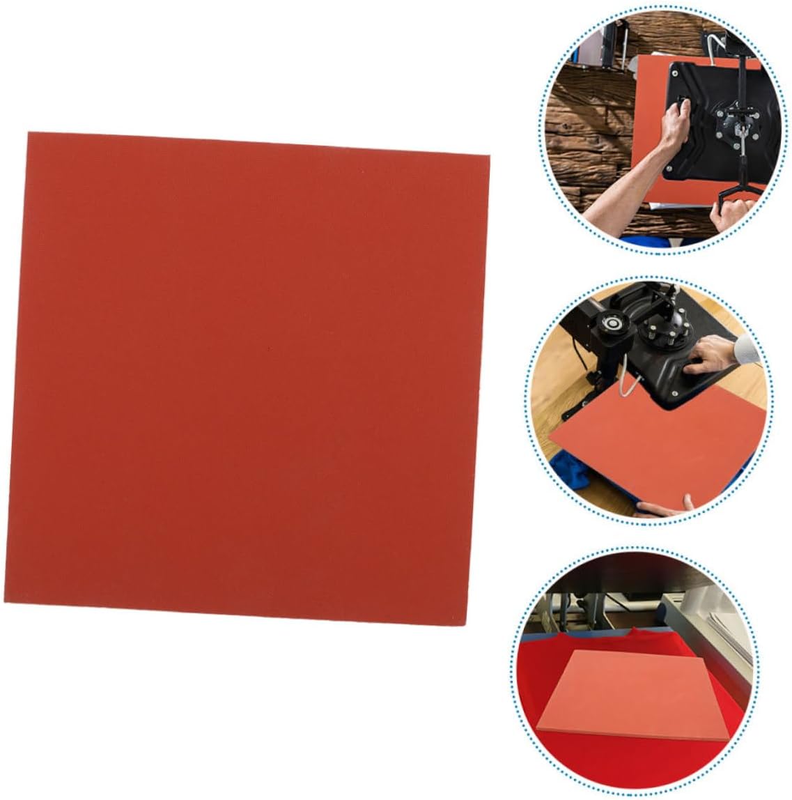 BEBEMOKO Silicone Heat Press Pad High-Temperature Resistant Insulation Mat for Crafting and Transfer Printing Thick Red Foam Shirt Pressing and DIY Projects