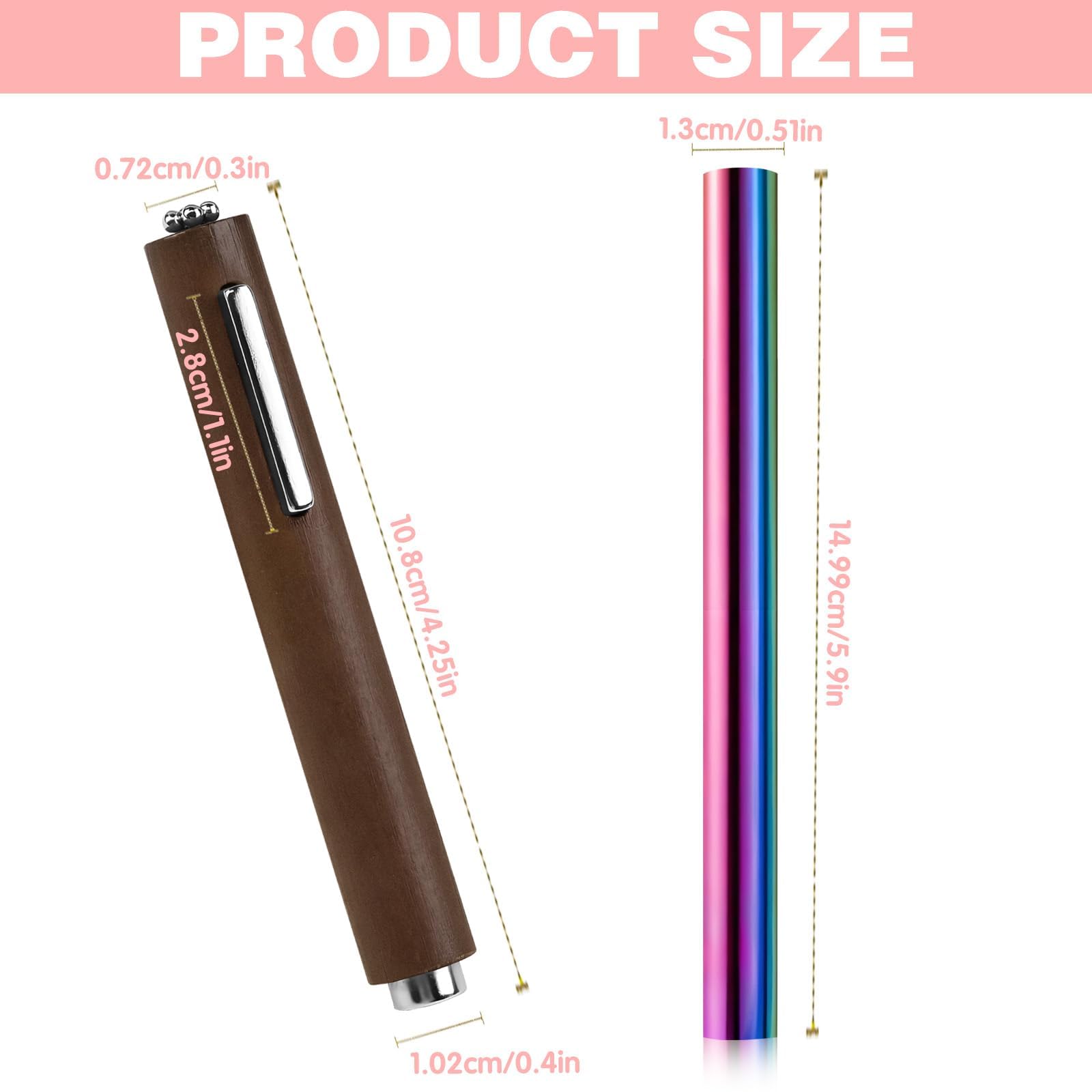 2Pcs Cat Eye Magnet for Nails Double-Ended Iridescent Cylindrical Magnet Pen 3-in-1 Brown Powerful Multifunctional Tool for Cat Eye Gel Nail Polish Wooden Handle for Home DIY Salon Studio - Image 2