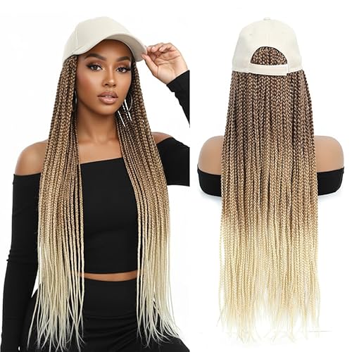 Hat Wig for Women Baseball Cap with Blonde Braided Hair