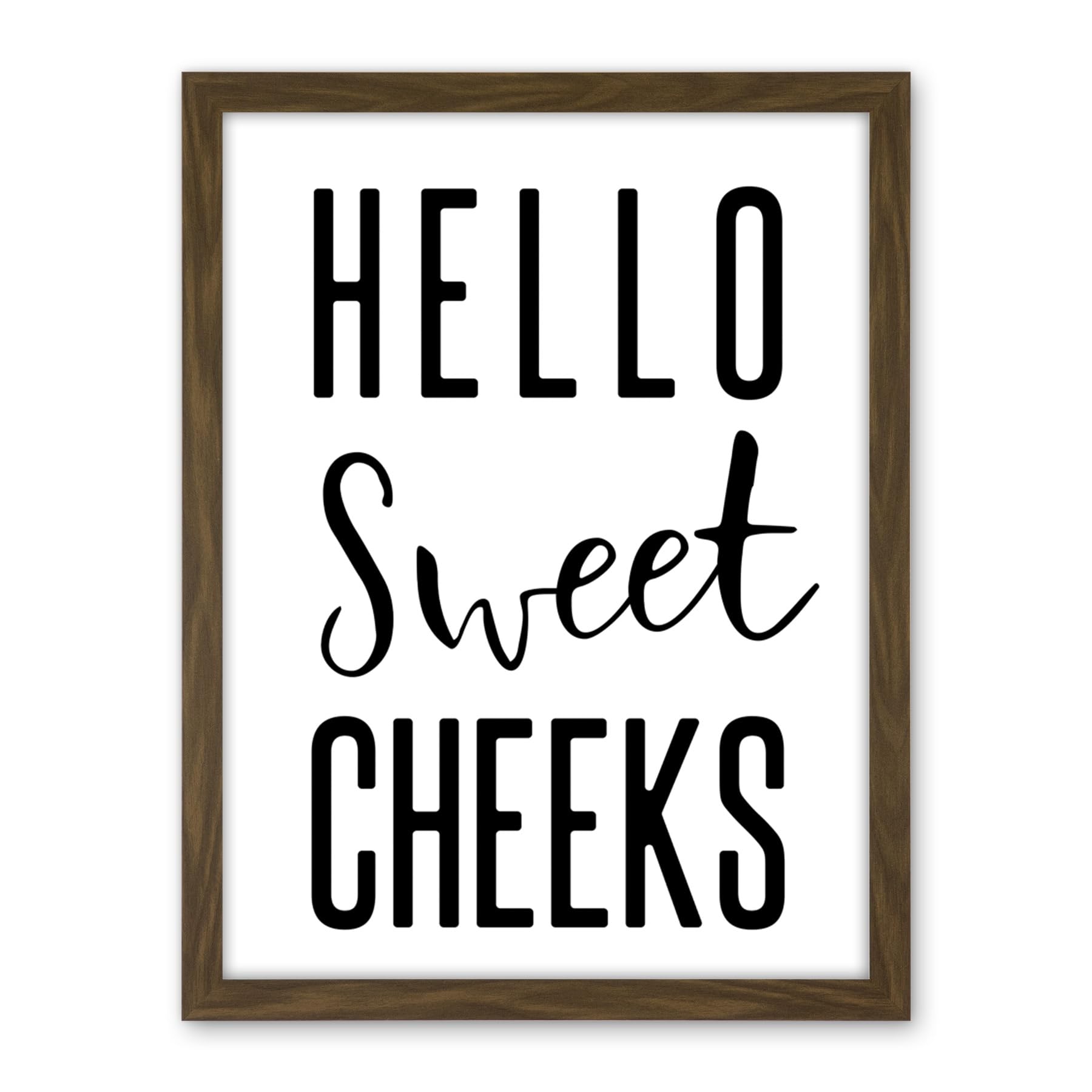 Artery8 Funny Bathroom Wall Art Hello Sweet Cheeks Cheeky Toilet Sign Artwork Framed Wall Art Print 18X24 Inch