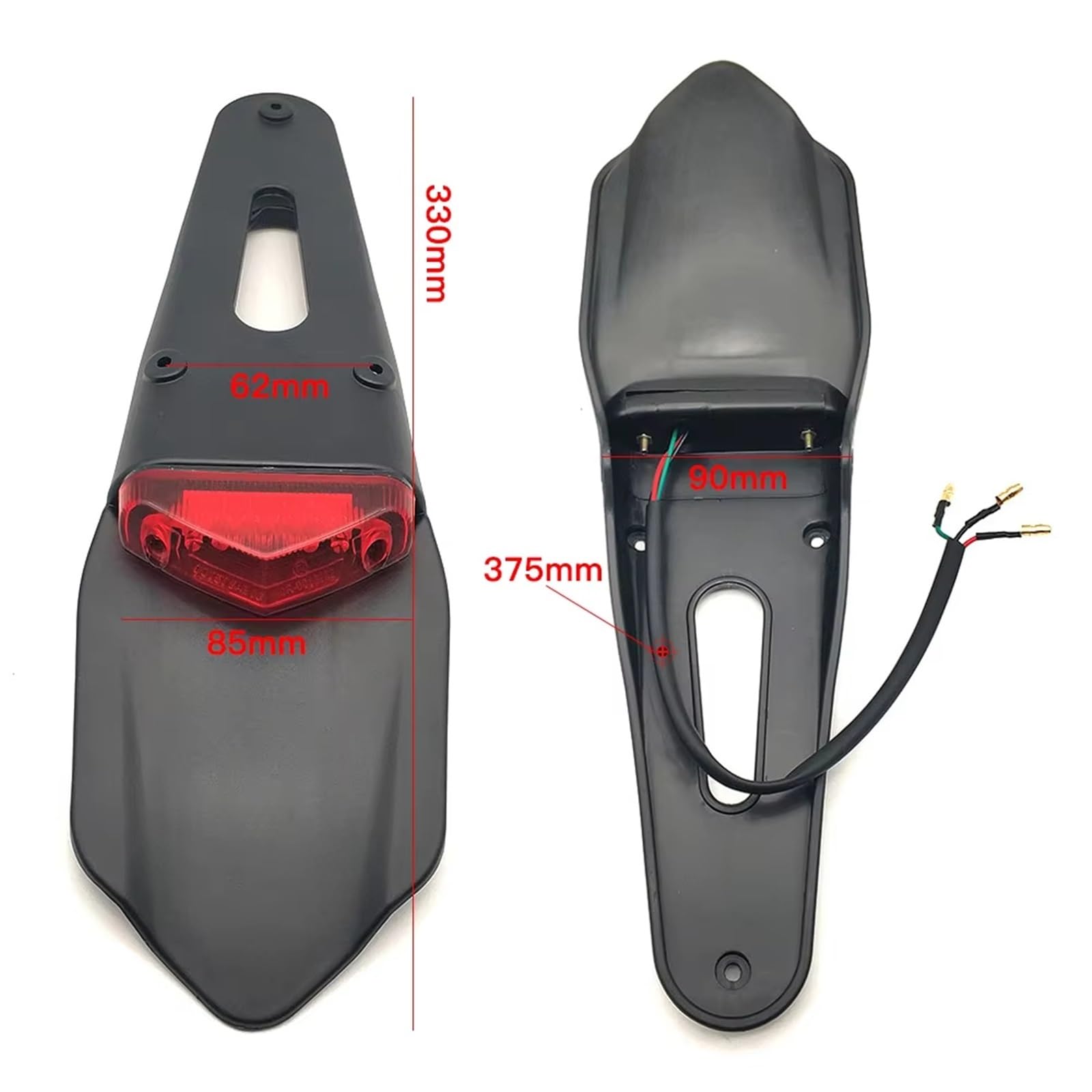 Portatarga Moto Per Parte Posteriore Del Motociclo Per Enduro Motocross Per Supporto Della Staffa Targa Parafango Con Lampada Freno Fanale Posteriore A LED Porta Targa Moto(Red)
