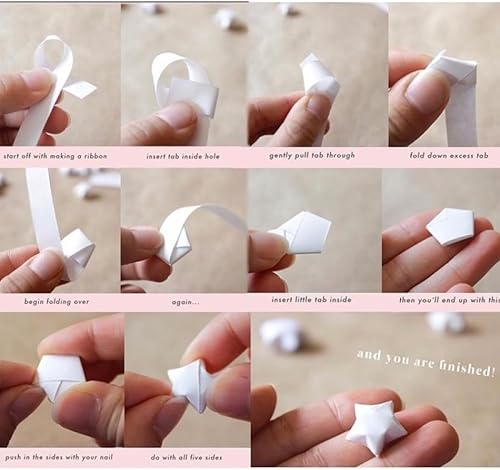 Miniatura 7 de 420 hojas luminosas de papel de estrella de origami, 10 colores surtidos, tiras de papel de estrella de doble cara, papel de estrellas de origami de