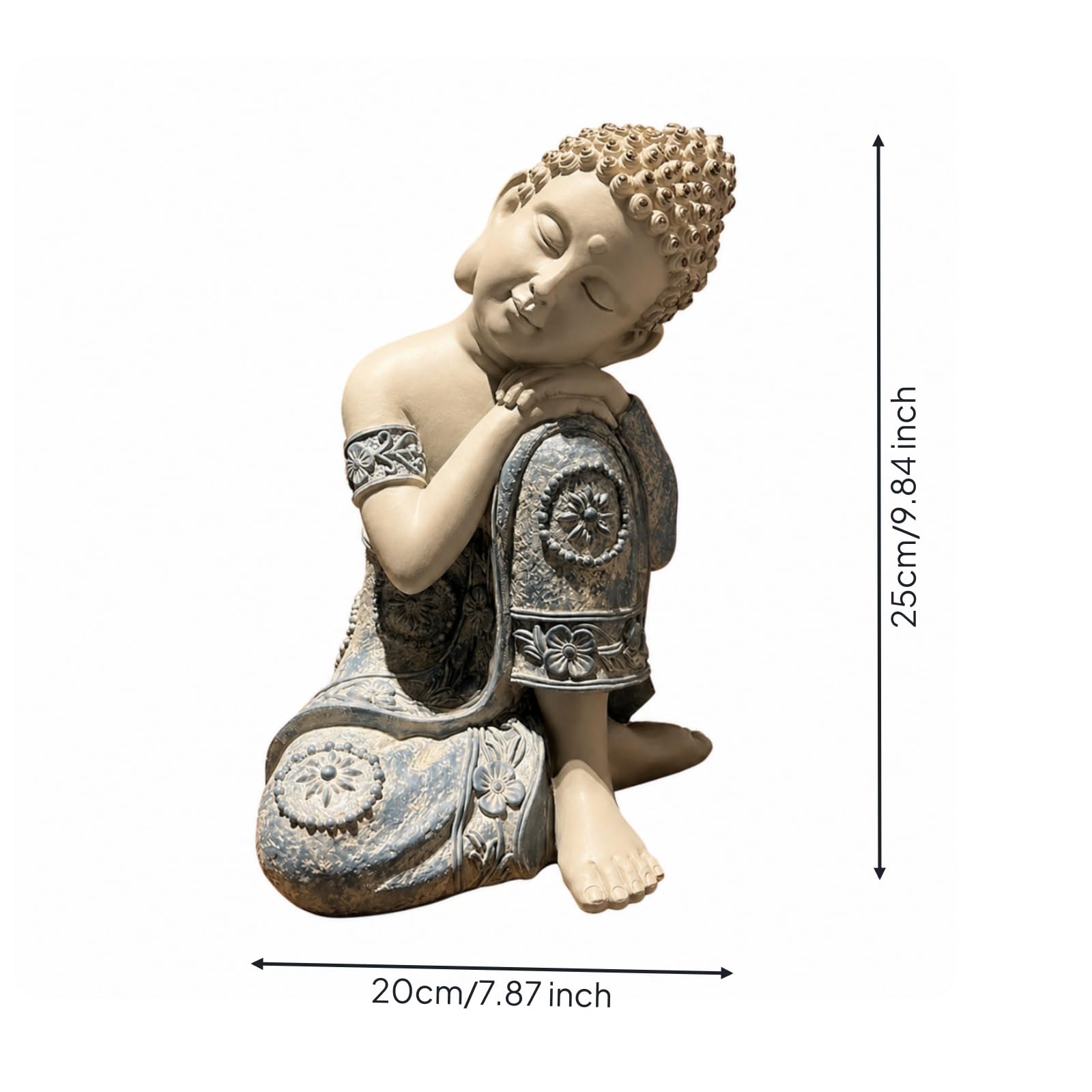 Estatua Buda Compacta | Meditativo, Figura Buda Durmiendo, Pequeña, para Patio