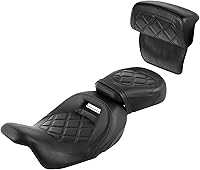 Vista 14 de TCT-MOTORPARTS Asiento de Conductor y Pasajero de Perfil Bajo con Almohadilla de Respaldo de Conductor para Harley Touring Road King 2009-2023