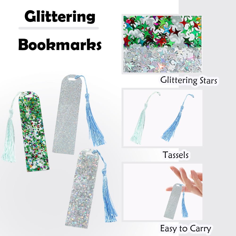 3 PCS Glittering Bookmarks Cute Art Acrylic Bookmark with Tassel Colorful Women Shiny Art Bookmark Book Marker Accessories for Readers Students Teachers - Image 3
