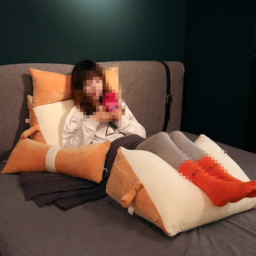 Cute Bread Triangular Cushion Pillow Bed Triangular Wedge Pillow Sofa Reading Backrest Cushion Washable Adjustable Back Wedge Cushion Pillow Waist Cushion (Angry, 45×42×23cm)