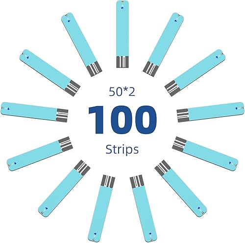 Miniatura 2 de Metene TD-4116 Tiras de prueba de glucosa en sangre, 100 tiras de prueba de azúcar en sangre para diabetes, uso con Metene TD-4116 y Metene S
