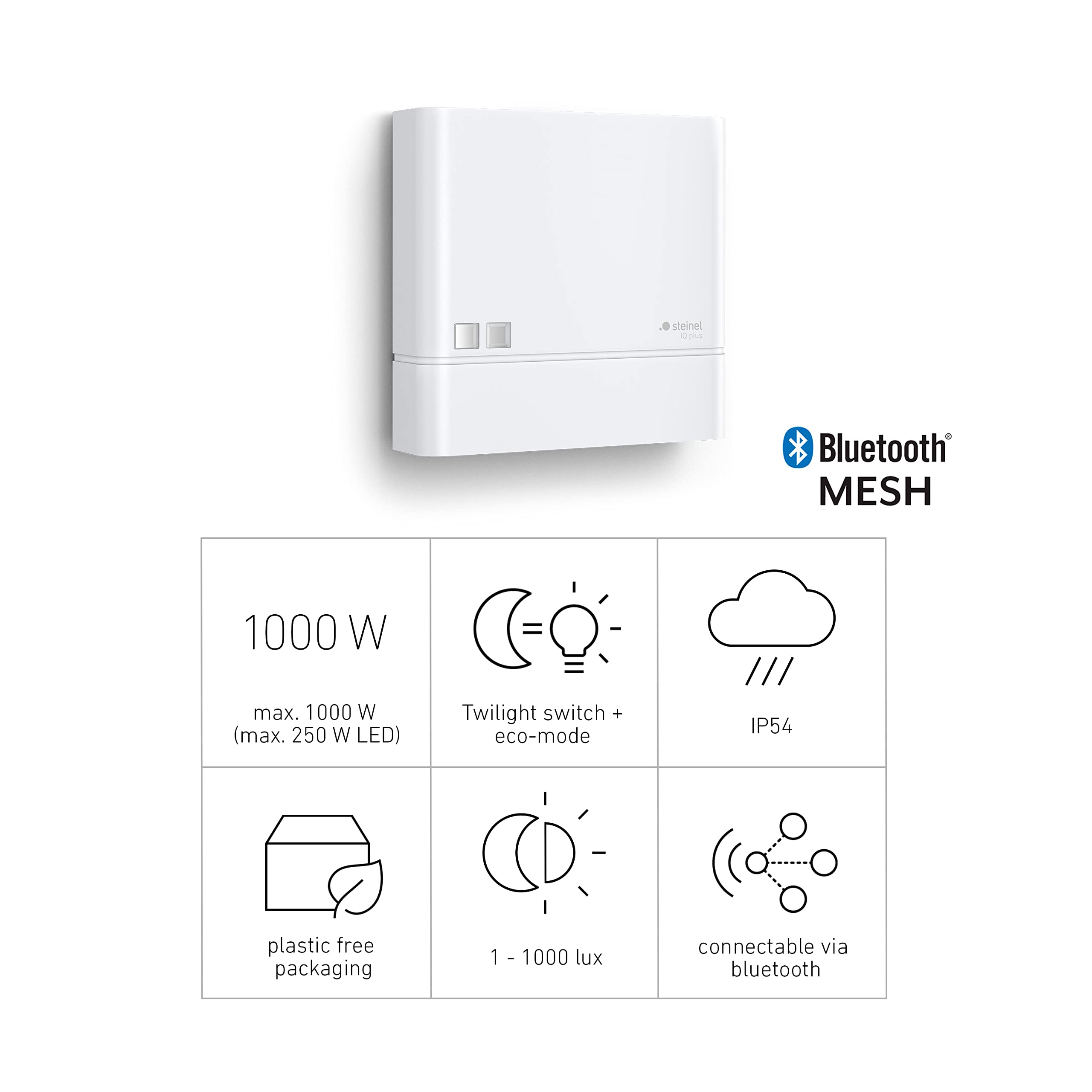 Steinel NightmatIQ Plus Biały czujnik zmierzchowy, inteligentny wyłącznik zmierzchowy, 1000 W, timer, sterowany aplikacją