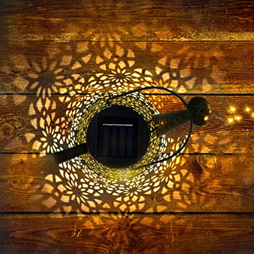 Watering Solar Can Lights, Outdoor Hanging Solar Powered Waterproof With Handle, Decorative Retro Metal Garden Decor Path Flickering Lights For Table Patio Yard Pathway Walkway With 45'' Shepherd Hook #TOP6