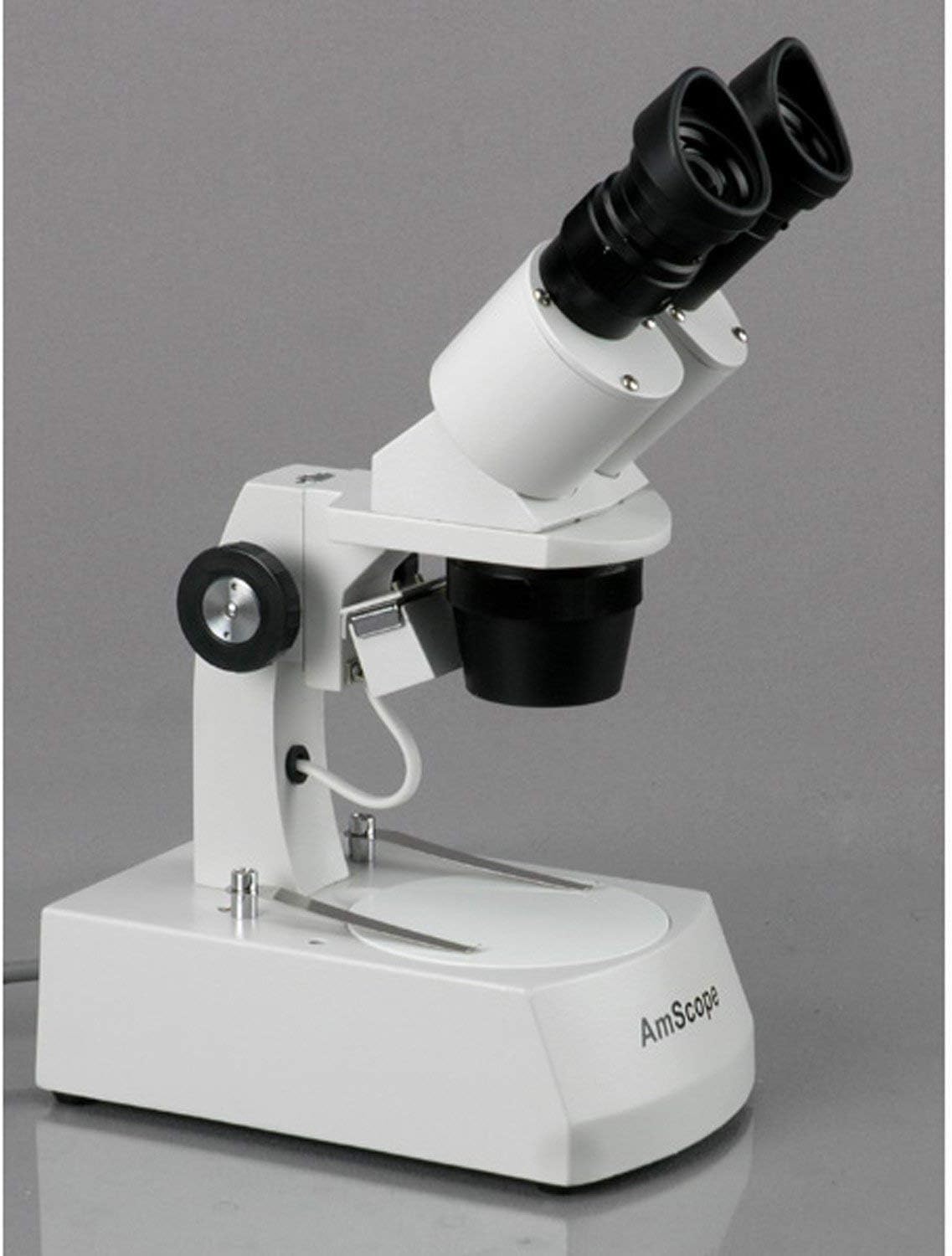AmScope SE305R-AY Forward-Mounted Binocular Stereo Microscope, WF10x and WF15x Eyepieces, 10X/15X/30X/45X Magnification, 1X and 3X Objectives, Upper and Lower Halogen Light Source, Arm Stand, 120V