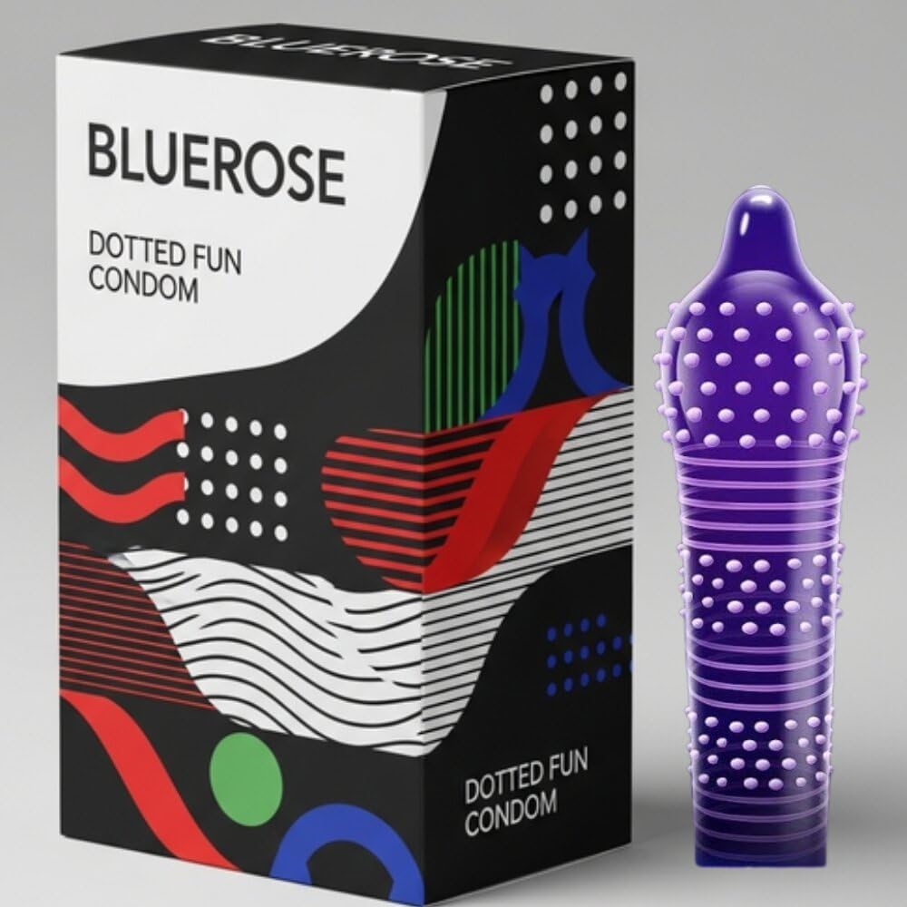 BlueRose Extra Dotted Unflavored Condoms For Man Combo Pack, Contoured & Ribbed Condoms, For Long-Lasting, Big Dotted, Extra Delay, Ribbed, 4-IN-1, Snug Fit, and 3inOne-3 PCS Set-Dtd-x-7-3pcs