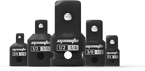 Miniatura 4 de EPAuto Juego de llaves métricas de impacto profundo de 1/2 pulgada, Cr-V, 6 puntos, 11 enchufes + 4 piezas de adaptador de enchufe de impacto y