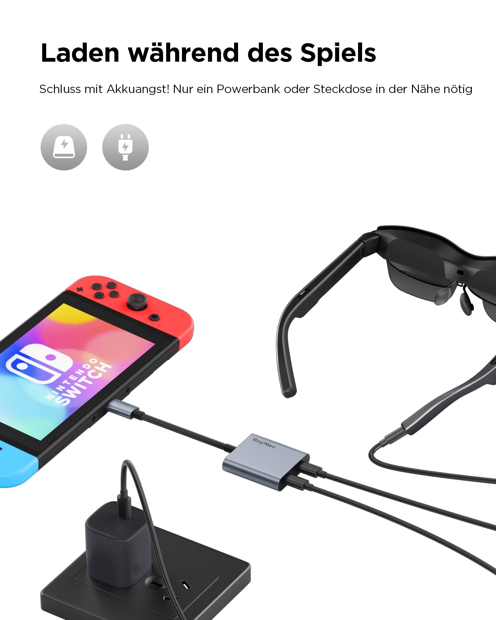 RayNeo USB-C Ladeadapter zu RayNeo Air Serie AR Brille