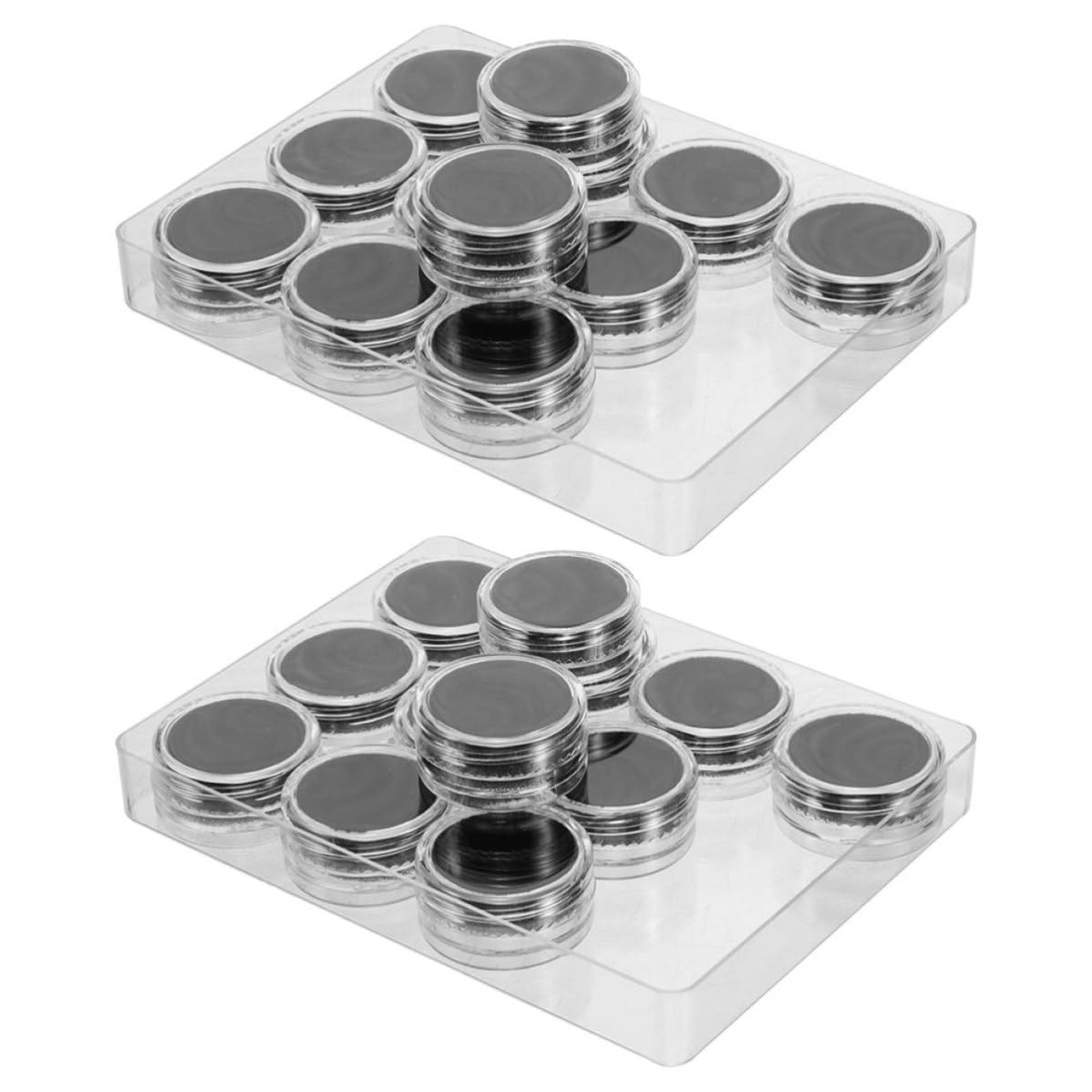 Operitacx 6 Set Scatola Rotonda in Acrilico Coperchio per Pietre Sfuse Nere | Custodia Trasparente, Interno in Schiuma Morbida, Uso Domestico e Vetrina per Negozi, Adatta anche Monete