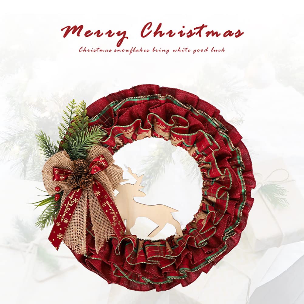 Couronne De Noël Artificielle 35 Cm - Rouge Avec Pommes De Pin - Décoration Porte Ou Mur