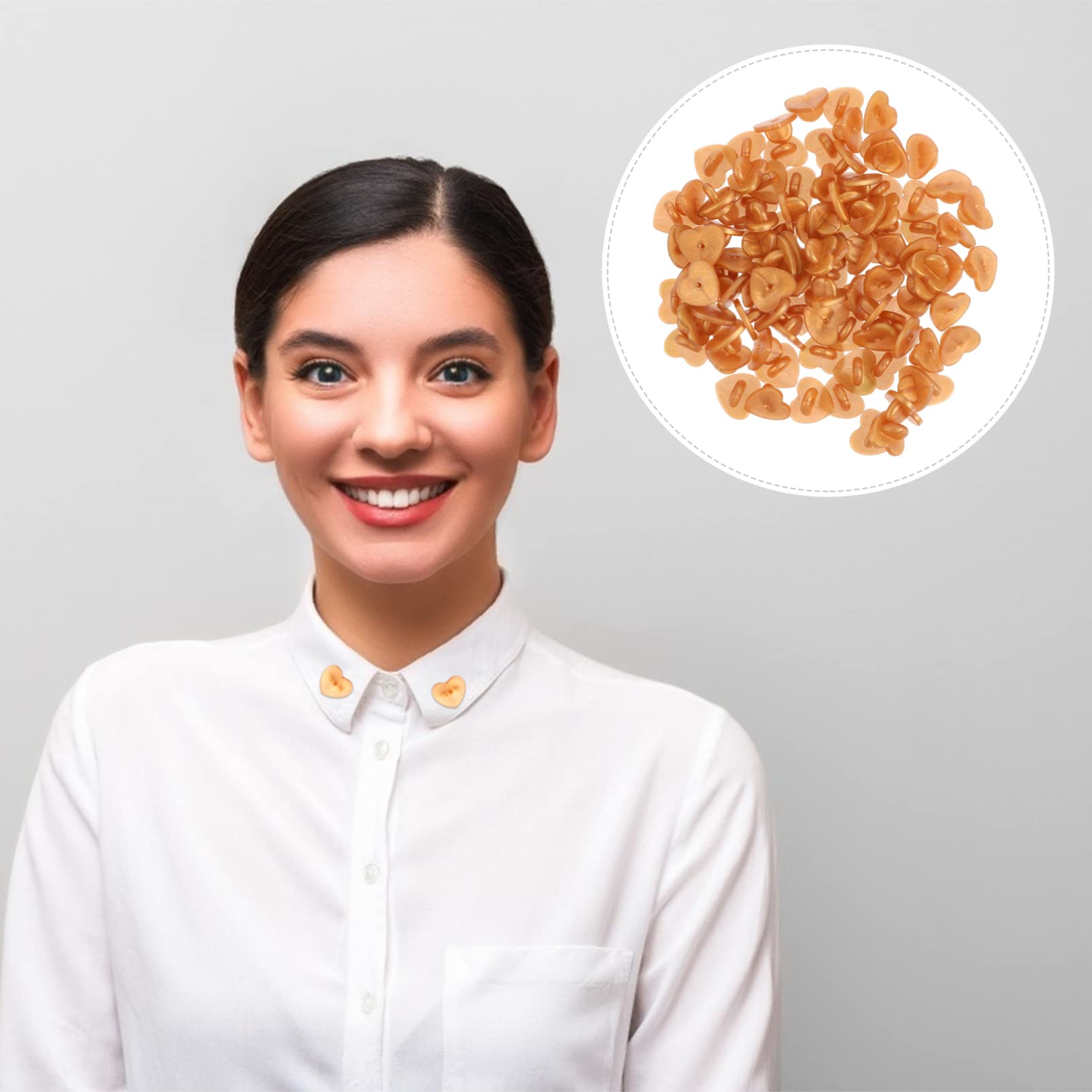 HOMSFOU 100 Pcs Heart Shape Rubber Tie Tacks Clutch Pin Back Accessories for Badges Lapel Pins Jewelry Making Easy to Use No Tools Required Durable Grip for Uniforms