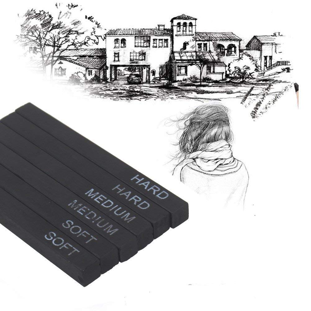 like it Square Charcoal Sticks for Sketching - Dust-Free, 6pcs Student Artist Sketch Drawing Black Compressed Charcoal Sticks Pencils Set 2