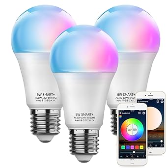 MagicLight Smart WiFi Light Bulb, No Hub Required, Dimmable Multicolor A19 E26 7W (60w Equivalent) Smart Bulb, Compatible with Alexa Google Home Siri IFTTT (3 Pack)