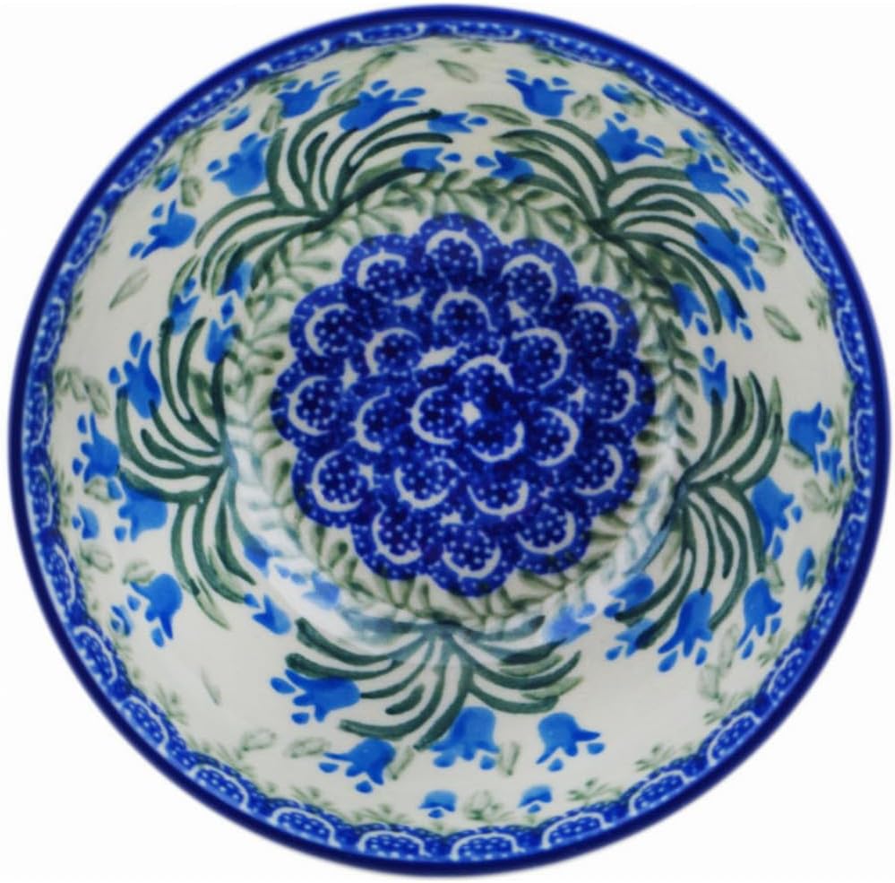 Polmedia Polish Pottery Bowl 5-inch - Country Spring Pattern Handmade in Boleslawiec Poland by Ceramika Artystyczna + Certificate of Authenticity