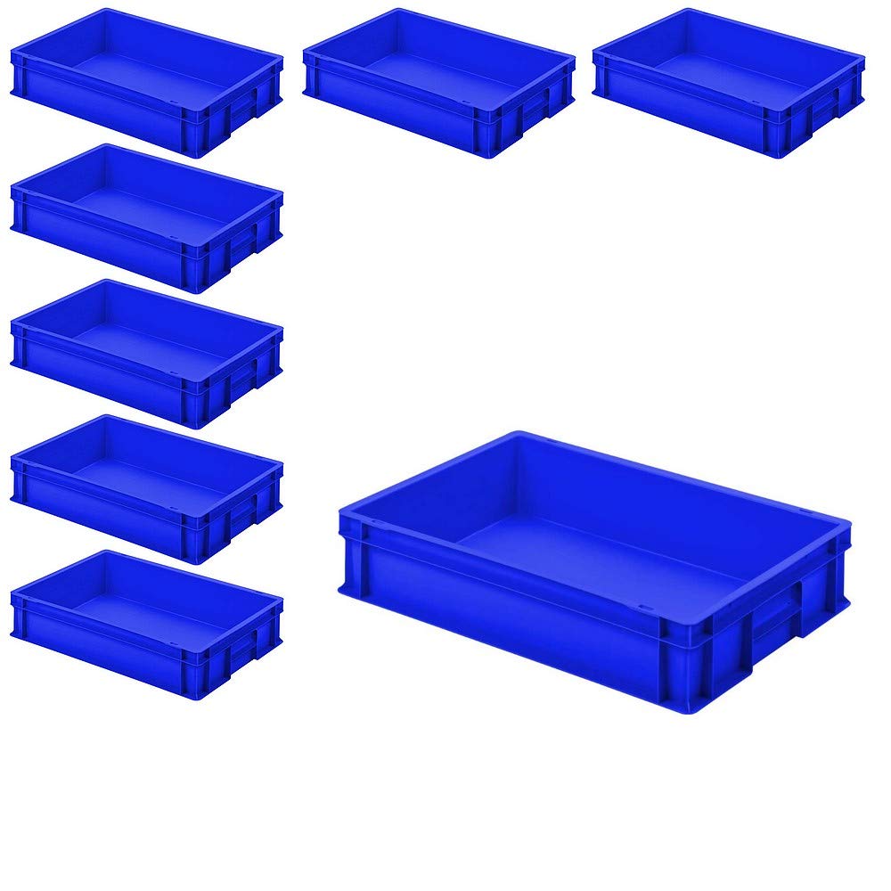 BRB 8 bacs Euro avec 2 poignées, 600 x 400 x 120 mm, bleu