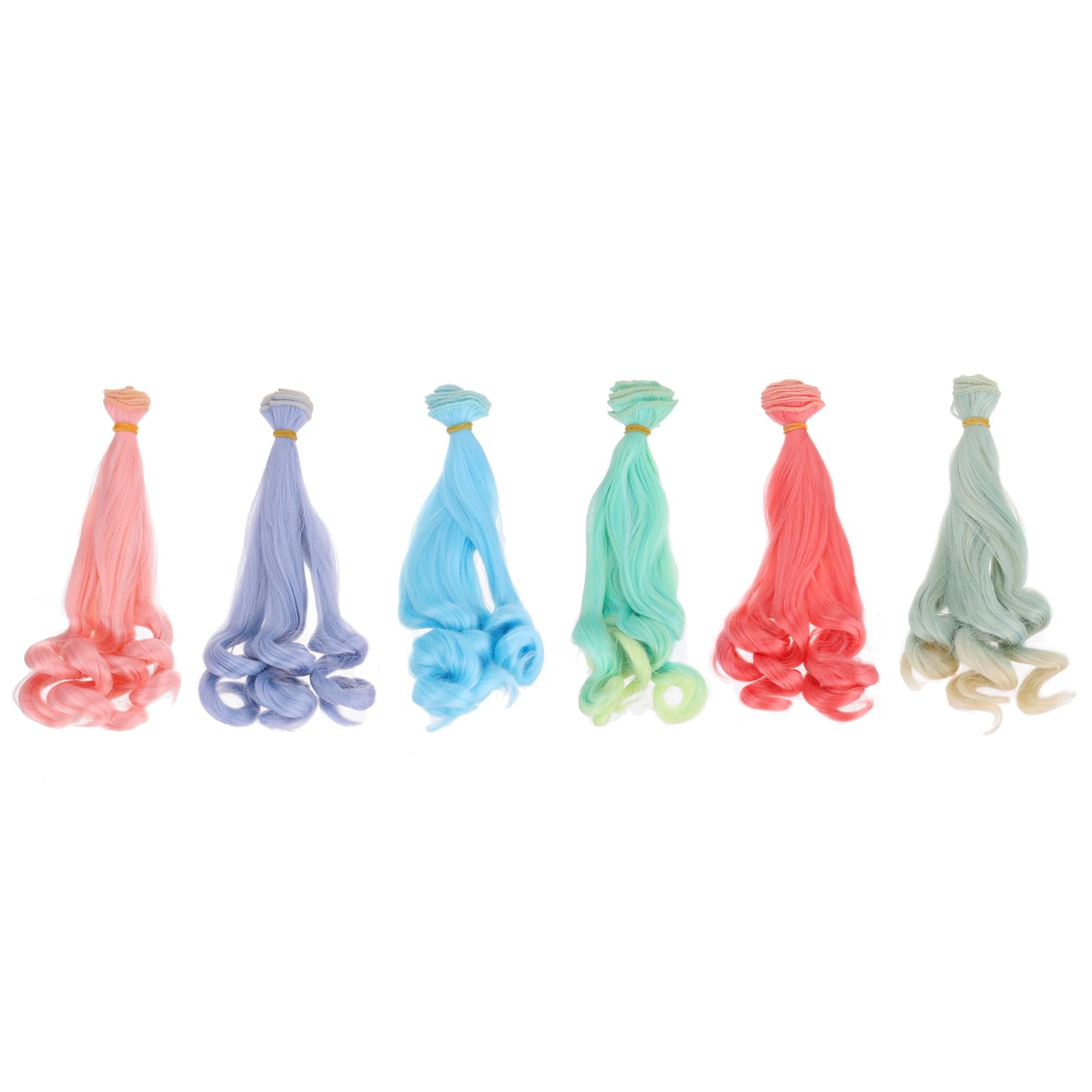 PATIKIL 20CM Parrucche per Bambole, 6pz Capelli Parrucca Riccio in Seta ad Alta Temperatura Accessori per Estensione Capelli Realizzazione Parrucche Bambole Fai Da Te, Multicolore