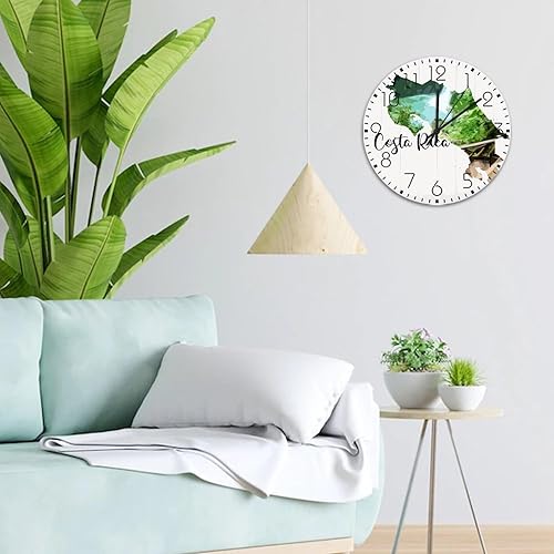 Miniatura 4 de Relojes de pared de madera, redondos, silenciosos, sin tictac, relojes de pared decorativos de Costa Rica, edificio moderno, decoración de pared