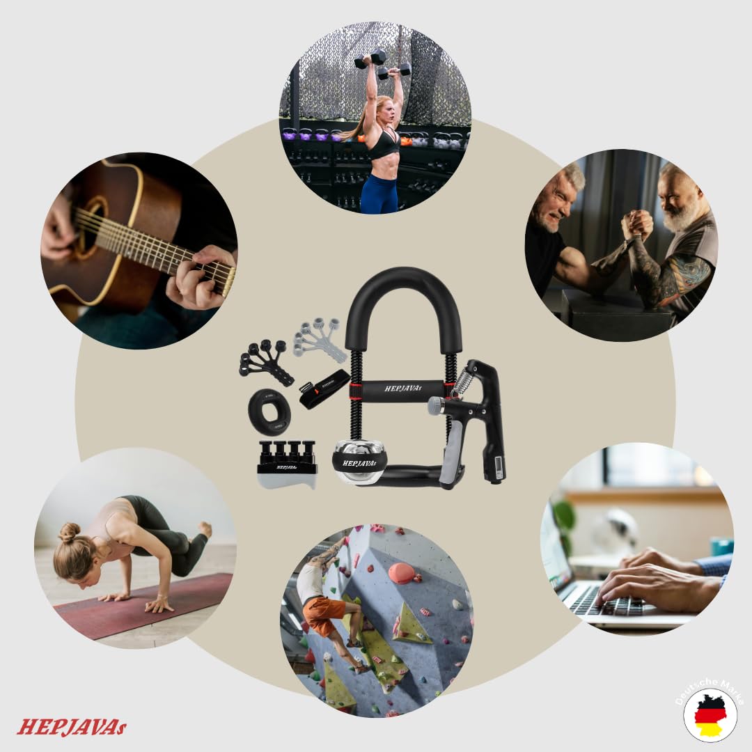 6-in-1 Handtrainer Set – Griffkraft & Unterarmtrainer mit einstellbarem Widerstand, Gyroskop-Ball, Fingerstrecker & Grip Ring – für Sport, Reha, Physiotherapie & Klettern